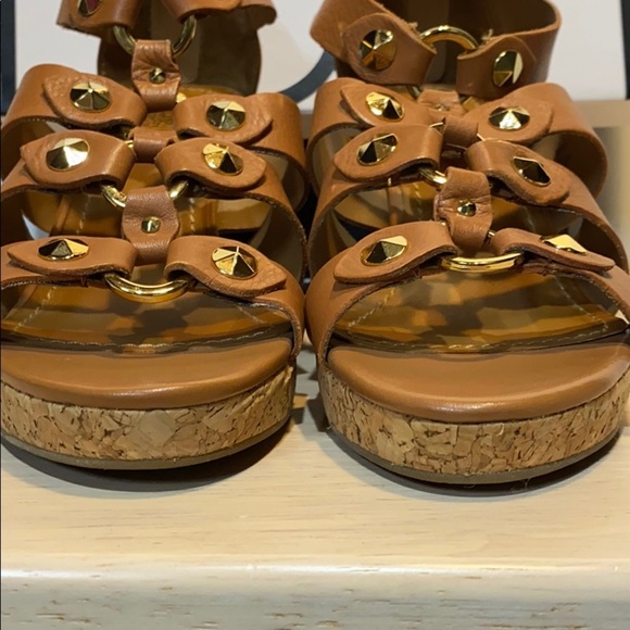 Ann Taylor Loft Studded Leather Wedge Sandals - Picture 4 of 12